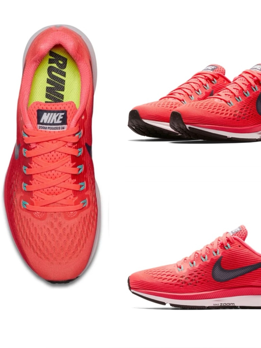 Nike Pegasus 34 Women 8 Orange Red Running Shoes